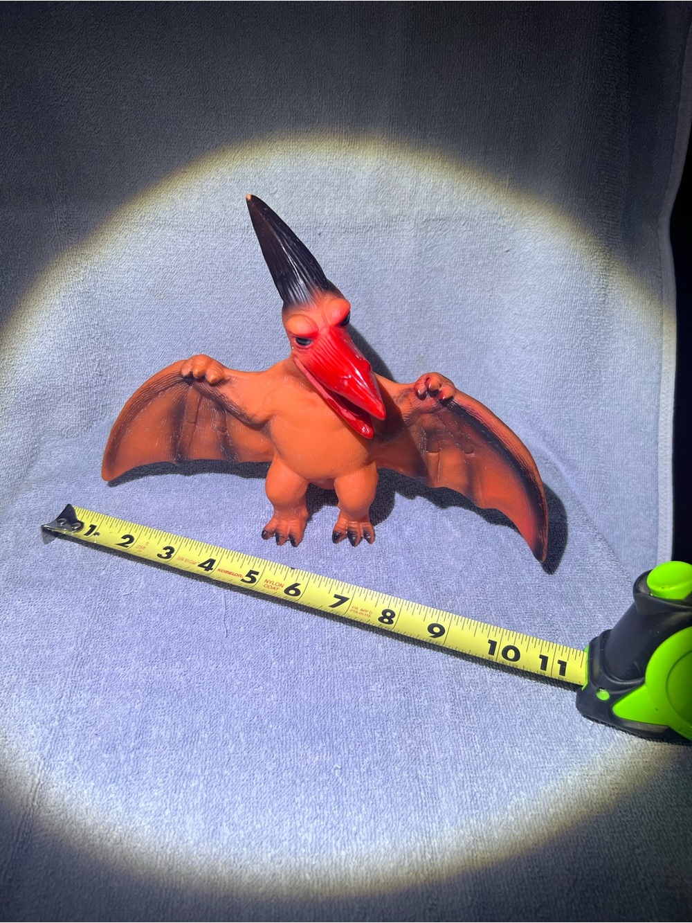 Vintage Pterodactyl Action Figure Soft Rubber Standing Dinosaur Orange & Black